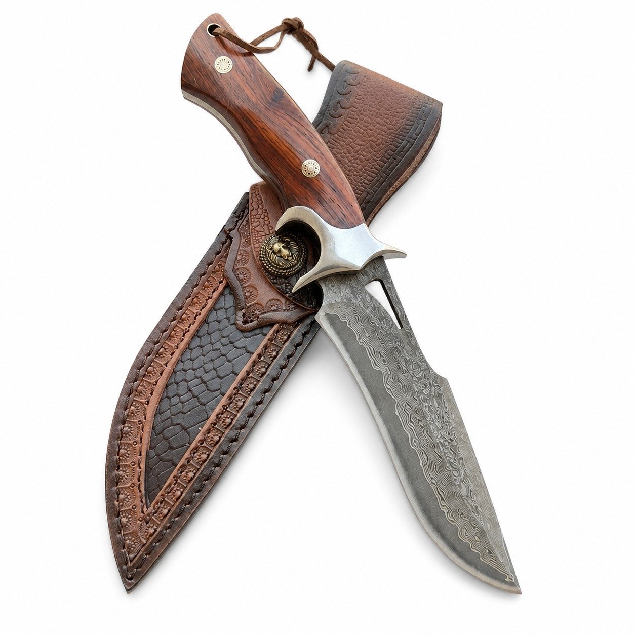 20015-main-white-clean Drop Point Messer Feste Klinge Jagd Überleben Kampf Outdoor Damaskus Stahl Holz