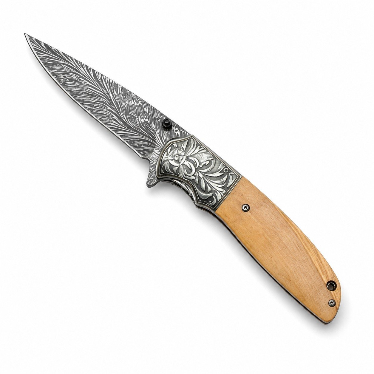 49425-main-white-clean CM77 Damaskus-Klappmesser mit Schnellöffnungsrabatt