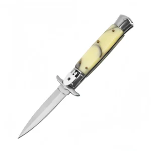 9-Zoll-Italienisches Stiletto-Messer – Automatische Springklinge mit gelbem Harzgriff